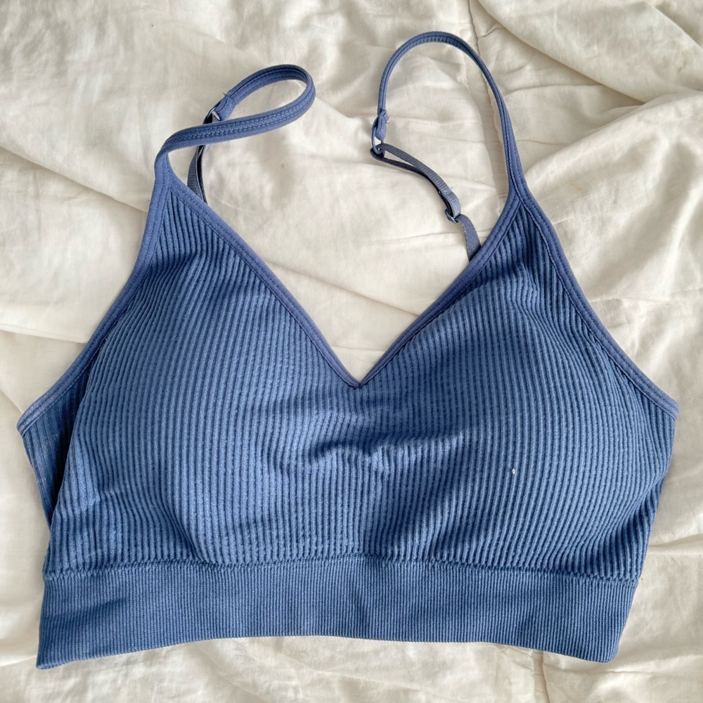 Blue padded sports bra/crop top!